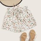 Romwe Ditsy Floral Knot Shorts