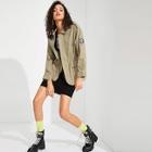Romwe Graphic Patched Elastic Waist Jacket