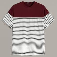 Romwe Guys Two Tone Striped Top