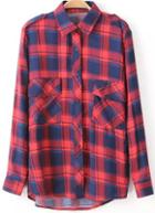 Romwe Plaid Red Blue Blouse