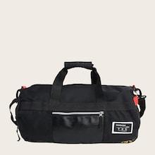 Romwe Leaf Print Nylon Duffle Bag