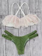 Romwe Flounce Detail Mix & Match Bikini Set