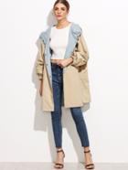 Romwe Letter Print Hooded Two Sided Shirred Cuff Coat