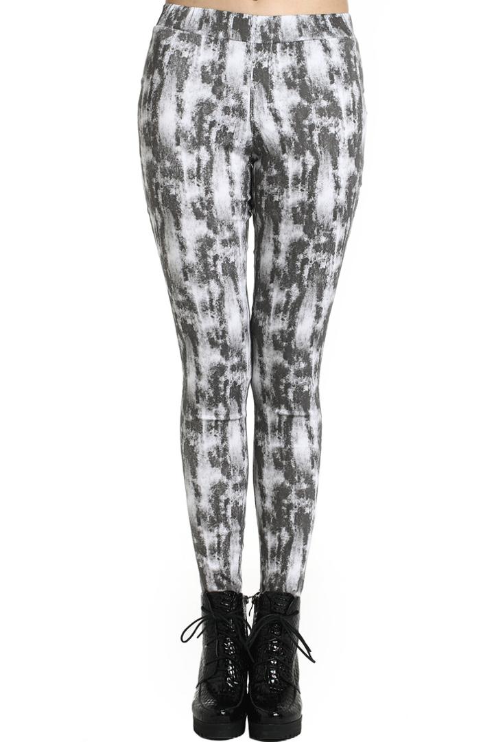 Romwe Romwe Scrawled Print Skinny Gray Leggings