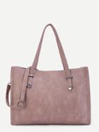 Romwe Pink Pu Tote Bag With Strap