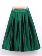 Romwe Green Zipper Side Umbrella Skirt