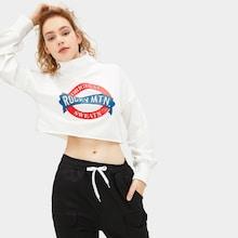 Romwe High Neck Letter Print Sweatshirt