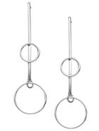 Romwe Silver Metal Ring Drop Earrings
