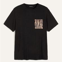 Romwe Guys Zebra Print Pocket Tee