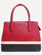 Romwe Red Color Block Structured Handbag