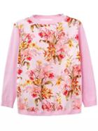 Romwe Round Neck Florals Pink Sweater