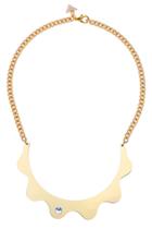 Romwe 101 Brand Metal Wave Shaped Pendant Necklace