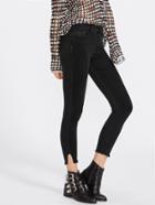 Romwe Cut Out Raw Hem Skinny Jeans