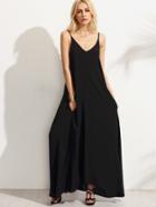 Romwe Black Spaghetti Strap  Maxi Dress