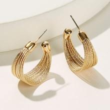 Romwe Multi Layered Cut Hoop Stud Earrings 1pair