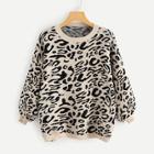 Romwe Round Neck Leopard Sweater