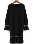 Romwe Striped Mermaid Black Sweater Dress