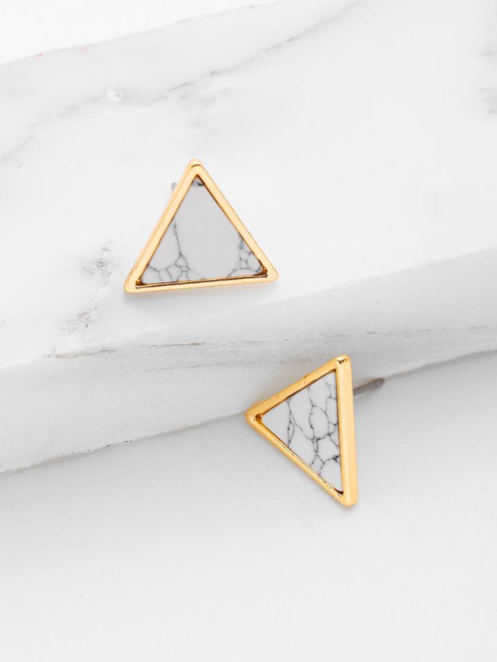 Romwe Triangle Stone Earrings