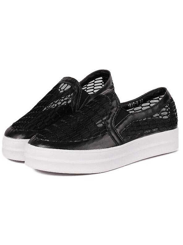 Romwe Black Hollow Casual Flats
