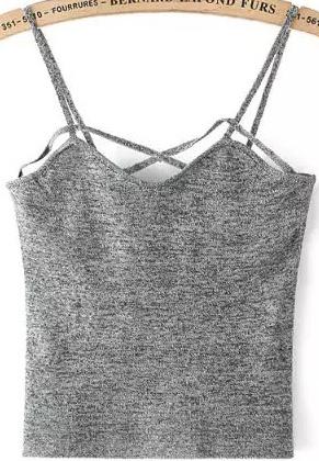 Romwe Spaghetti Strap Grey Cami Top