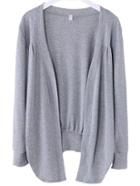 Romwe Grey Asymmetrical Ruched Cardigan