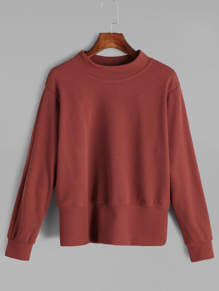 Romwe Rust Long Sleeve Sweatshirt