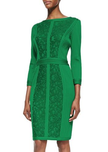 Romwe Green Long Sleeve Embroidered Bodycon Dress
