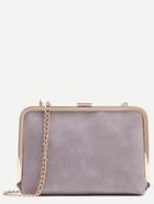 Romwe Grey Clip Frame Purse With Chain