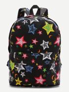 Romwe Black Star Print Casual Backpack