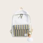 Romwe Striped Pocket Front Canvas Backpack