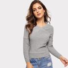 Romwe Drop Shoulder Surplice Neck Jumper