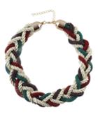 Romwe Green Braided Rope Chunky Necklace