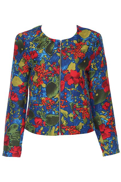 Romwe Flower Painting Print Chiffon Jacket