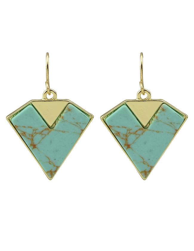 Romwe Blue Triangle Drop Earrings