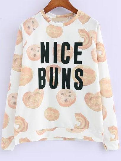 Romwe Biscuit Letter Print Sweatshirt