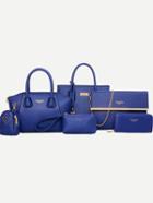 Romwe Royal Blue Faux Leather 6pcs Bag Set