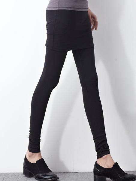 Romwe Elastic Waist With Skirt Black Leggings
