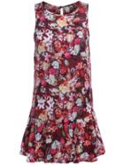 Romwe Round Neck Floral Ruffle Dress
