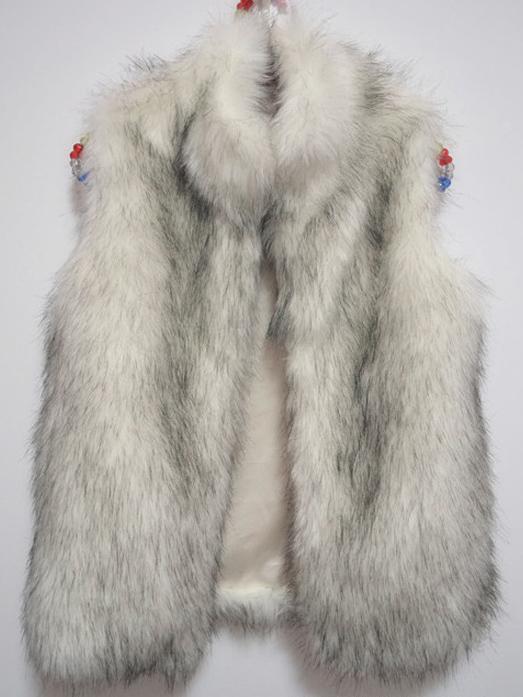 Romwe High Neck Faux Fur Vest