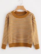Romwe Contrast Striped Knit Sweater