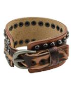 Romwe Buckle Bead Leather Bracelet