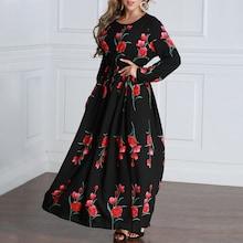 Romwe Plus Floral Print Random Maxi Dress