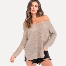 Romwe Split V Neck Jumper