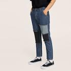 Romwe Guys Raw Hem Patch Straight Jeans