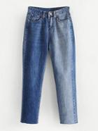 Romwe Raw Hem Spliced Jeans