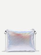 Romwe Rainbow Gloss Pu Clutch Bag With Chain Strap