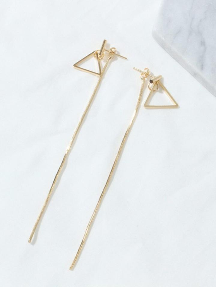 Romwe Open Triangle Detachable Threader Earrings