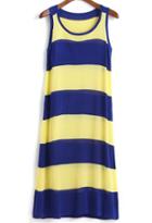 Romwe Color-block Striped Shift Dress