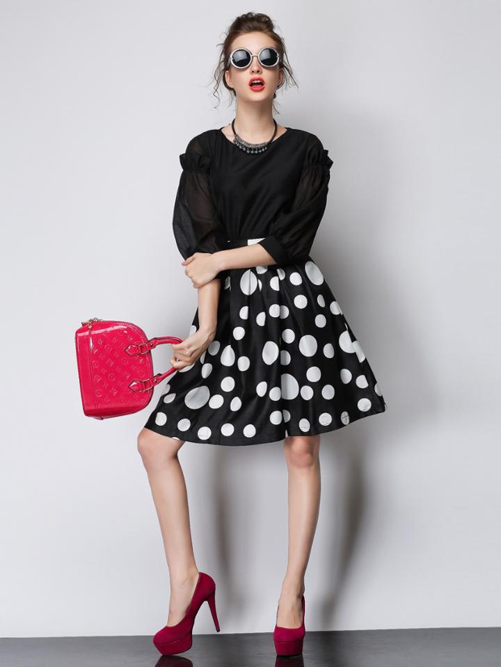 Romwe Ruffle Trim Sheer Sleeve Top