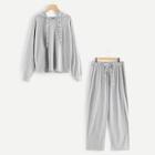 Romwe Plus Drawstring Top With Pants